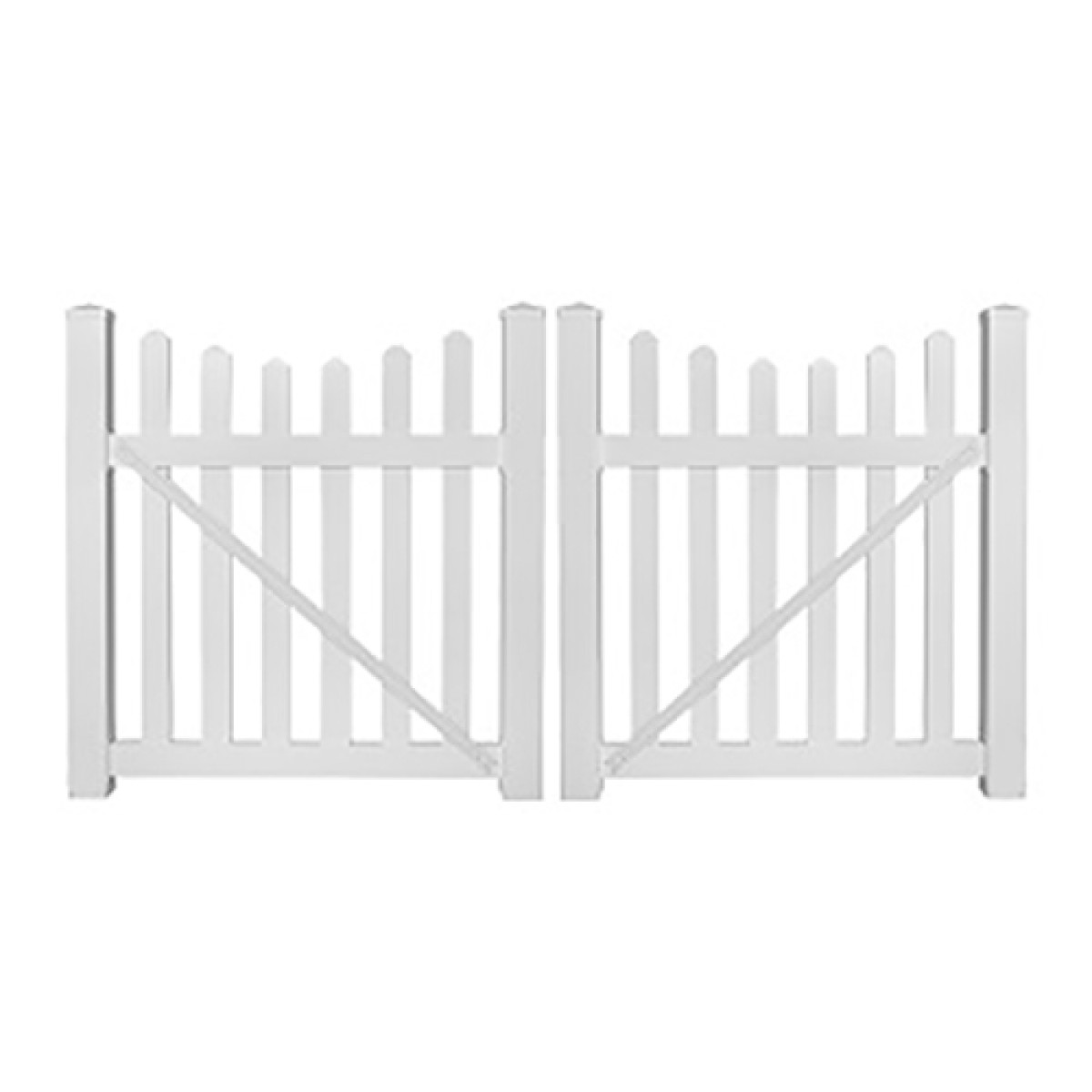 Durables 3' x 120" Darlington Vinyl Picket Fence Double Gate With