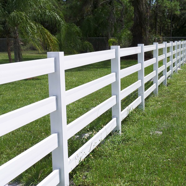 Durables 4-Rail Vinyl Ranch Rail Horse Fence with 8' Posts (White) - Priced Per Foot