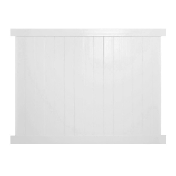 Durables 4' X 8' Ashforth Privacy Vinyl Fence Section w/ Aluminum Insert in Bottom Rail (White) - PWPR-T&G-4X8