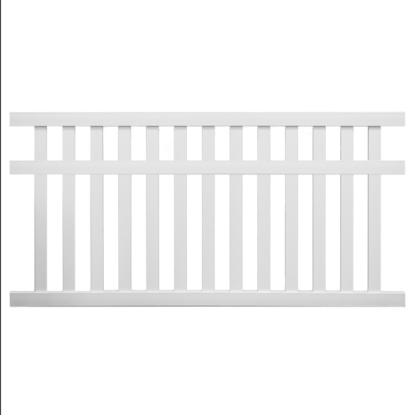 Durables 5' x 6' Waldston Vinyl Pool Fence Section w/ Aluminum Insert in Bottom Rail (White) - PWPO-3-5X6