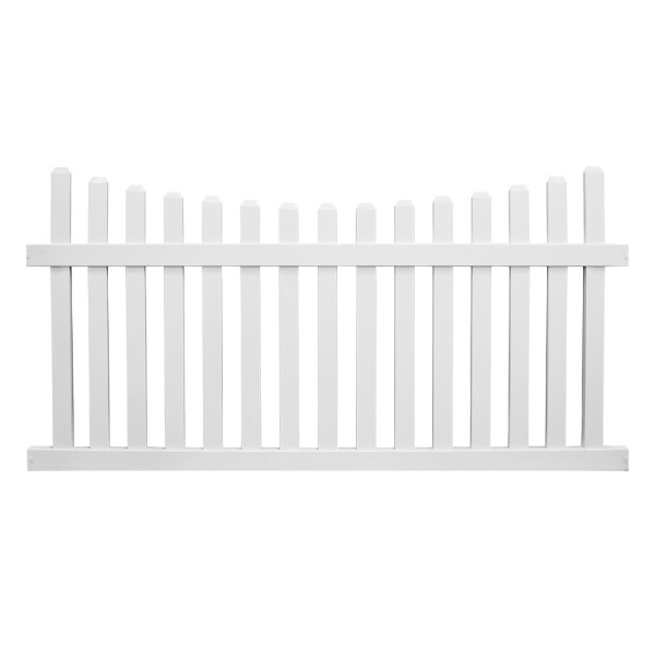 Durables 5' x 8' Darlington Vinyl Picket Fence Section w/ Aluminum Insert in Bottom Rail (Tan) - PTPI-3SC-5X8DE