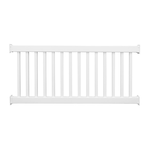 Durables 3' x 8' Waltham Vinyl Railing Straight Section With Top Rail Aluminum Insert (White) - CWR-R36-E8