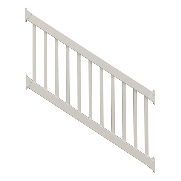 Durables 3 1/2' x 6' Waltham Vinyl Railing Stair Section With Top and Bottom Rail Aluminum Insert (Tan) - CTR-R42-E6S