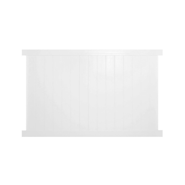 Durables 6' x 6' Wendell Privacy Vinyl Fence Section w/ Aluminum Insert in Bottom Rail (White) - PWPR-T&G11.3-6X6