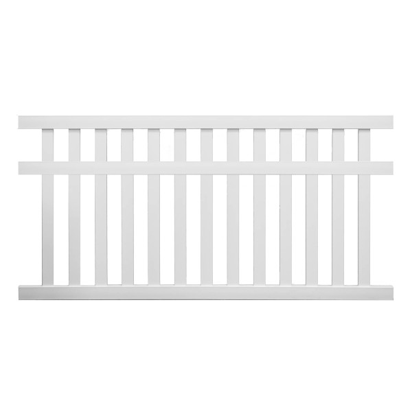 Durables 5' x 6' Waldston Vinyl Pool Fence Section w/ Aluminum Insert in Bottom Rail (Tan) - PTPO-3-5X6