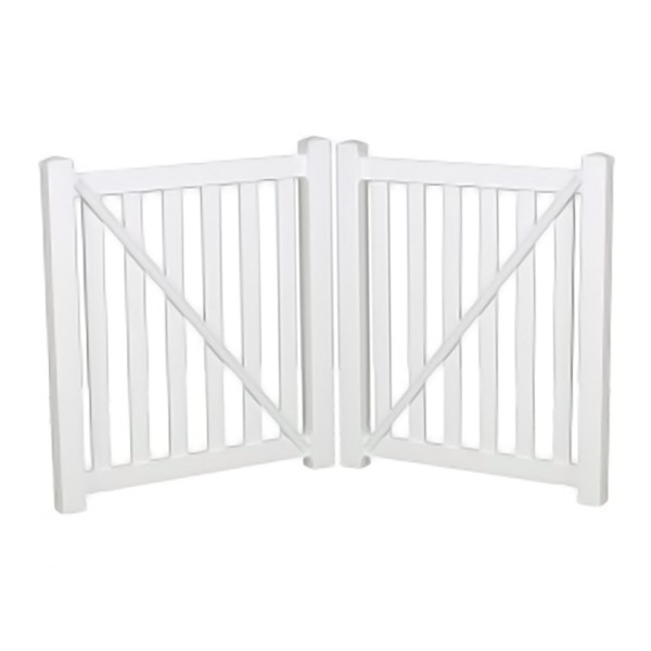 Durables 5' X 48" Waldston Pool Fence Double Gate (White) - DWPO-3-5X48