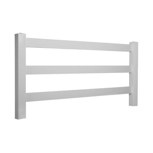 Durables 3-Rail Vinyl Ranch Rail Horse Fence with 7.5' Posts (Gray) - Priced Per Foot