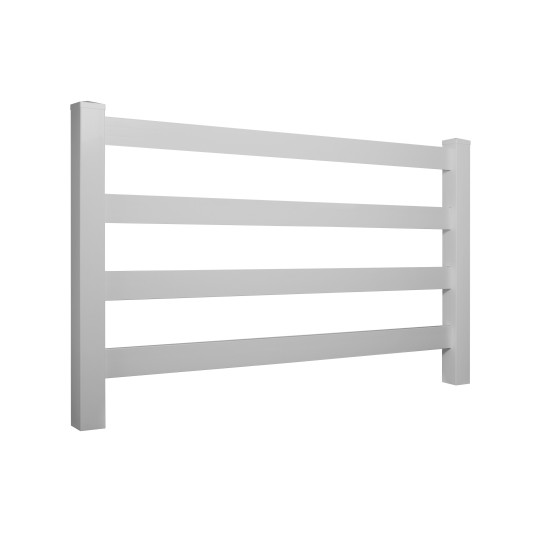Durables 4-Rail Vinyl Ranch Rail Horse Fence with 7.5' Posts (Gray) - Priced Per Foot