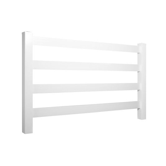 Durables 4-Rail Vinyl Ranch Rail Horse Fence with 7' Posts (White) - Priced Per Foot