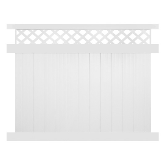 Durables 5' x 8' Canterbury Privacy Vinyl Fence Section w/ Aluminum Insert in Bottom Rail (White) - PWPR-LAT-5X8