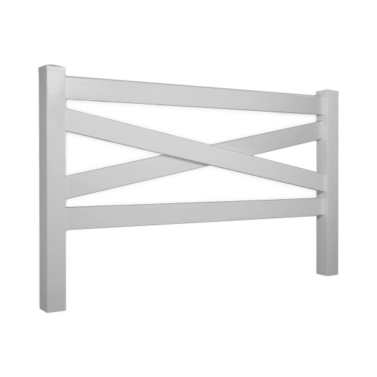 Durables Crossbuck Vinyl Ranch Rail Horse Fence with 7.5' Posts (Gray) - Priced Per Foot