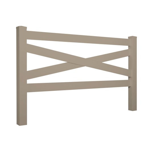 Durables Crossbuck Vinyl Ranch Rail Horse Fence with 7.5' Posts (Khaki) - Priced Per Foot