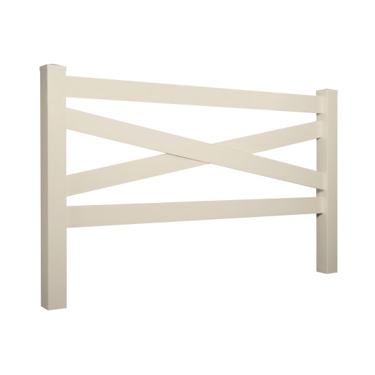 Durables Crossbuck Vinyl Ranch Rail Horse Fence with 7.5' Posts (Tan) - Priced Per Foot