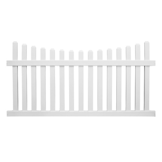 Durables 4' x 6' Darlington Vinyl Picket Fence Section w/ Aluminum Insert in Bottom Rail (White) - PWPI-3SC-4X6DE
