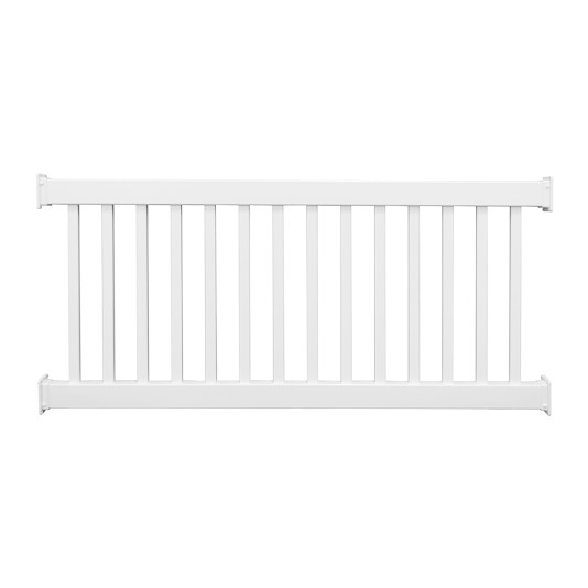 Durables 3 1/2' x 6' Waltham Vinyl Railing Straight Section With Top Rail Aluminum Insert (White) - CWR-R42-E6