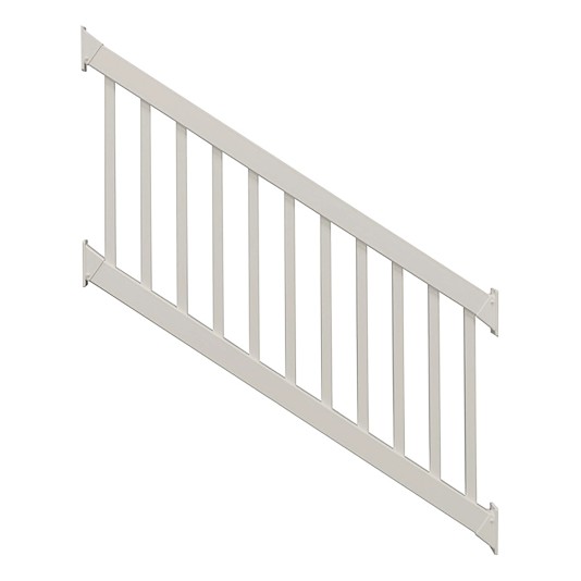 Durables 3' x 8' Waltham Vinyl Railing Stair Section With Top and Bottom Rail Aluminum Insert (Tan) - CTR-R36-E8S