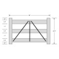Durables 3-Rail DIY Vinyl Horse Fence Gate Kit (Up To 8' Wide) - Gray - Measurement Diagram Shown