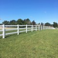 Durables 4-Rail Vinyl Ranch Rail Horse Fence with 8' Posts (Gray) - Priced Per Foot (White Shown As Example)
