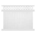 Durables 8' x 8' Canterbury Privacy Vinyl Fence Section w/ Aluminum Insert in Bottom Rail (White) - PWPR-LAT-8X8
