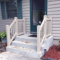 Durables 3 1/2' x 8' Waltham Vinyl Railing Stair Section With Top and Bottom Rail Aluminum Insert (Tan) - CTR-R42-E8S
