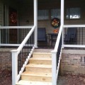 Durables 3 1/2' x 8' Kirklees Vinyl Railing Stair Section With Round Black Aluminum Spindles (White) - WWR-T42-R8S