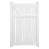 Durables 6' x 72" Milton Semi-Privacy Vinyl Fence Gate With Hardware (White) 
