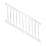 Durables 3' x 8' Harrington Vinyl Railing Stair Section With Top and Bottom Rail Aluminum Insert (White) 