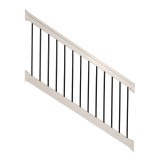 Durables 3' x 8' Kirklees Vinyl Railing Stair Section With Round Black Aluminum Spindles (Tan) 