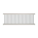 Durables 3' x 8' Kirklees Vinyl Railing Straight Section With Round Black Aluminum Spindles (Tan) 