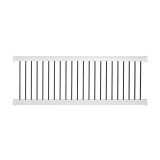Durables 3 1/2' x 6' Kirklees Vinyl Railing Straight Section With Round Black Aluminum Spindles (White) 