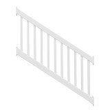 Durables 3 1/2' x 8' Waltham Vinyl Railing Stair Section With Top and Bottom Rail Aluminum Insert (White) 