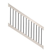 Durables 3' High Kirklees Vinyl Railing With Round Black Aluminum Spindles (Tan)