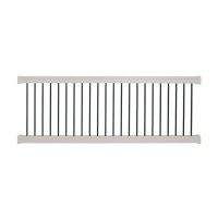 Durables 3' High Kirklees Vinyl Railing With Round Black Aluminum Spindles (Tan)