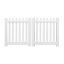 Durables 4' x 96" Burton Vinyl Picket Fence Double Gate With Hardware (White) 