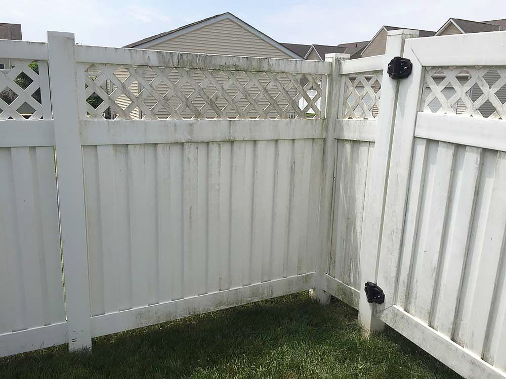 Before and After Cleaning Vinyl Fence